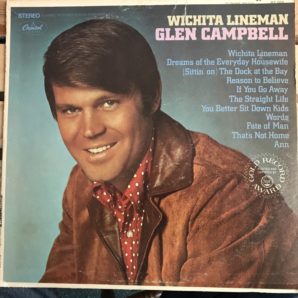 Glen Campbell Wichita Lineman Vinyl LP 1968 Capitol ST-103 Stereo Country Pop LP